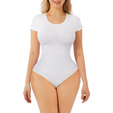 Essential Short Sleeve Thong Shaping Bodysuit - White